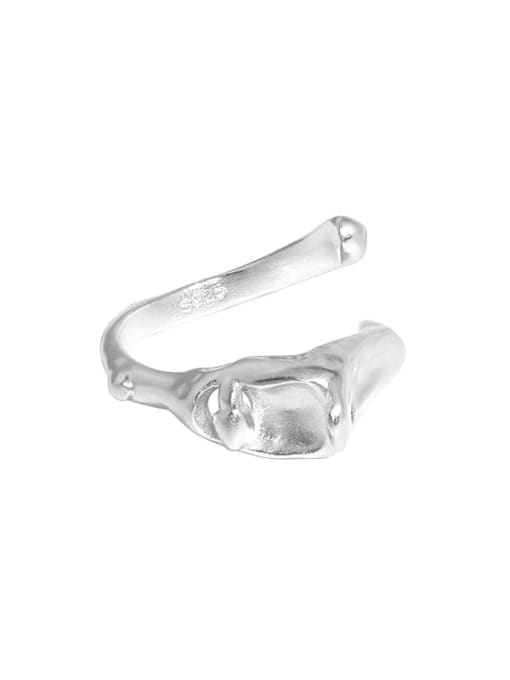 Silver [size 15 adjustable] 925 Sterling Silver Irregular Vintage Band Ring